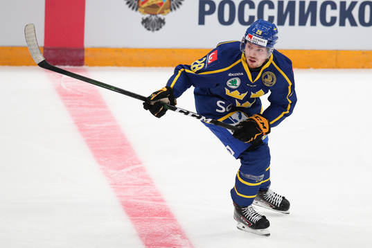 Jesper Frödén of Sweden during the Channel One Cup ice