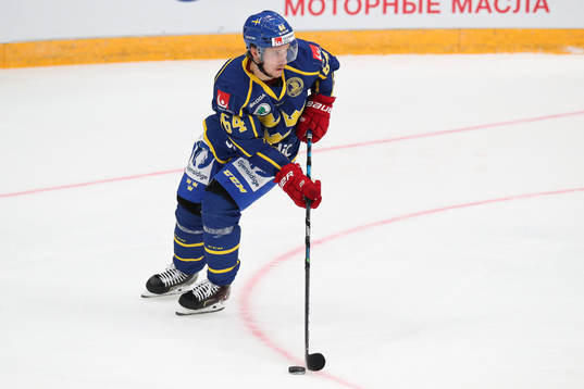 Joakim Pudas of Sweden during the Channel One Cup ice