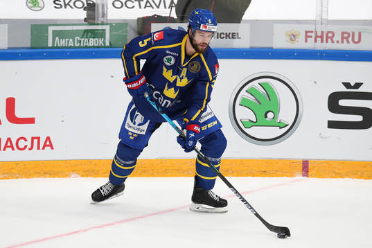 Oskar Fantenberg of Sweden during the Channel One Cup ice