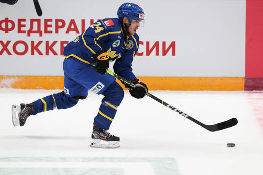 Andreas Wingerli of Sweden during the Channel One Cup ice