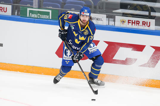 Linus Johansson of Sweden during the Channel One Cup ice