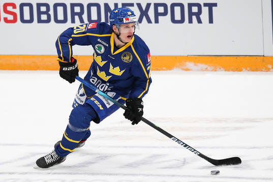 Lawrence Pilut of Sweden during the Channel One Cup ice