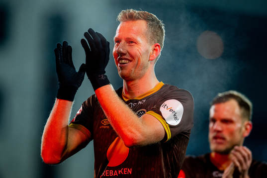 Joackim Solberg of Mjøndalen celebrates