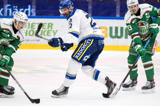 Leksands Marek Hrivík och Rögles Niklas Hansson och
