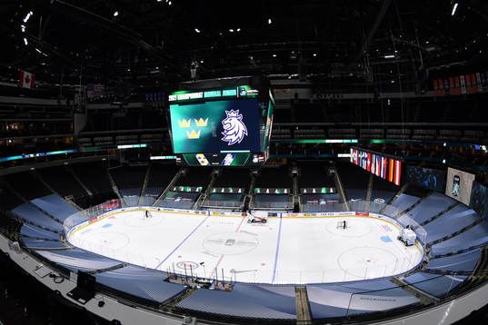 A general view of the ice surface at Rogers Place at the