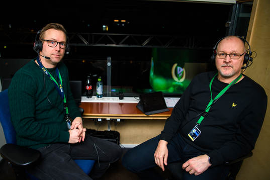 Kalle Flognman, kommentator Sveriges Radio och Jan Ingman,