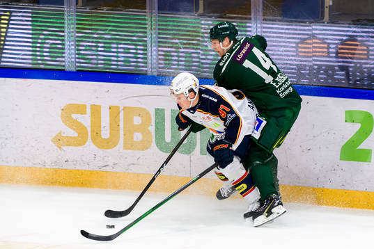 Djurgårdens Linus Andersson och Färjestads Victor Ejdsell