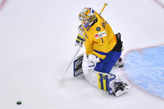 Jesper Wallstedt of Sweden makes a save