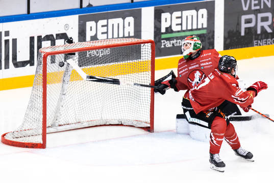 Vita Hästens målvakt Adam Lindholm släpper in 0-1 målet