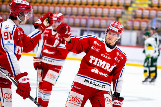 Timrås Sebastian Hartmann och Viktor Lodin  jublar