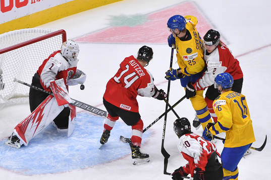 Sebastien Wraneshitz of Austria makes a save