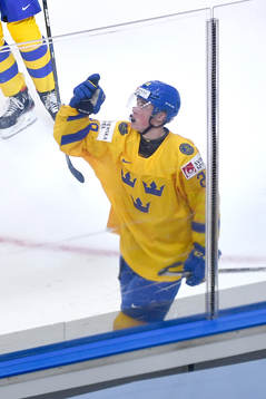 Noel Gunler of Sweden celebrates his second goal of the