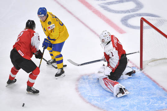 Sebastien Wraneshitz of Austria makes a save