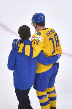 Lucas Raymond of Sweden leaves the ice
