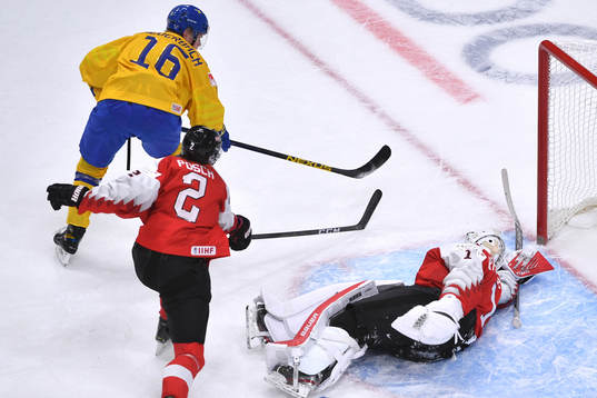 Sebastien Wraneshitz of Austria makes a save