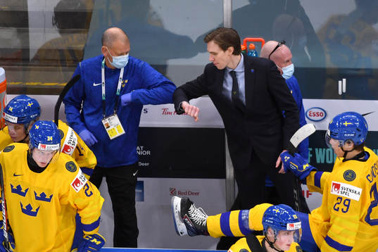 Team Sweden Head Coach Joel Rönnmark celebrates the victory