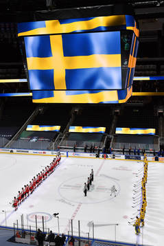 Team Sweden players stand