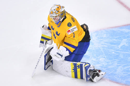 Jesper Wallstedt of Sweden makes a save