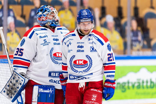 Oskarshamns målvakt Joe Cannata och Brian Cooper