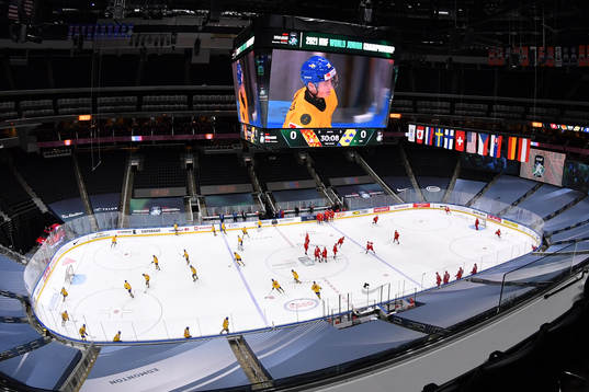 A wide view of Rogers Place prior to the 2021 IIHF World