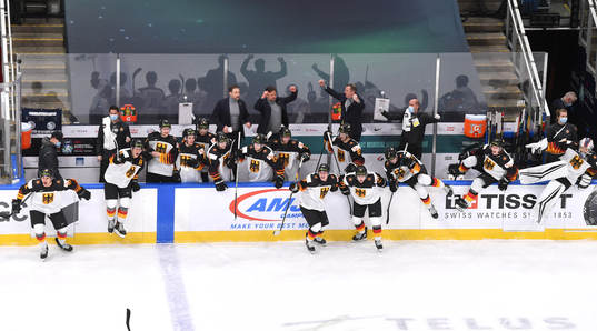 Team Germany celebrates a 5-4 victory