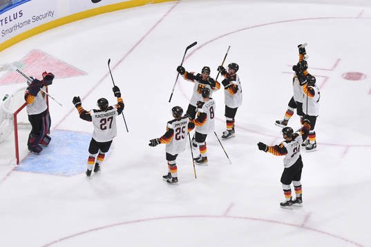 Team Germany celebrates a 5-4 victory