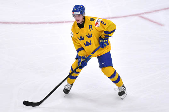 Victor Söderström of Sweden prepares to make a pass