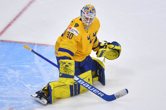 Hugo Alnefelt of Sweden makes a save