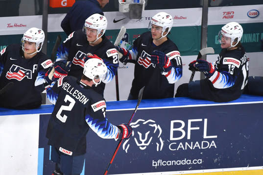 Drew Helleson of USA celebrates the 1-0 goal