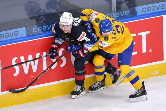 Oscar Bjerselius of Sweden and Jake Sanderson of USA battle