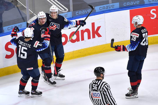 Trevor Zegras, Alex Turcotte, Ryan Johnson and Arthur