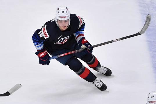 Brendan Brisson of USA skates