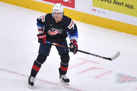 Trevor Zegras of USA skates