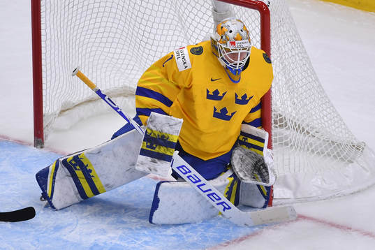 Jesper Wallstedt of Sweden guards the post