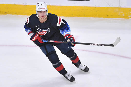 Trevor Zegras of USA skates
