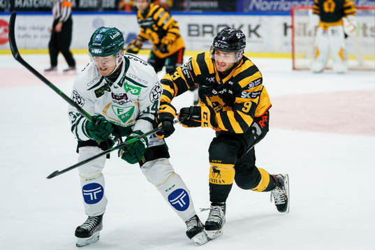 Färjestads Michael Lindqvist och Skellefteås Darren Nowick