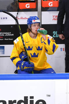 Philip Broberg of Sweden drinks water
