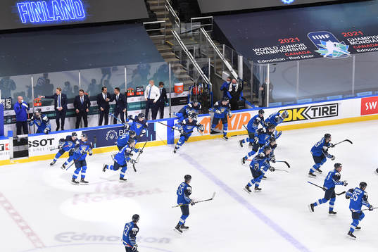 Team Finland celebrates their victory