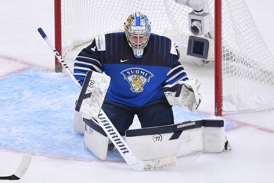 Kari Piiroinen of Finland prepares to make a save
