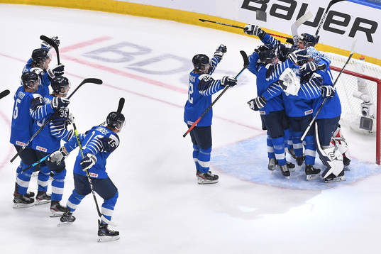 Team Finland celebrates their victory