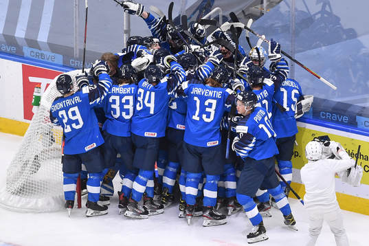 Team Finland celebrates their victory
