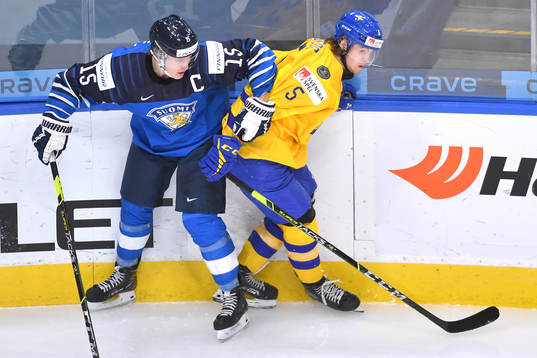Anton Lundell of Finland and Philip Broberg of Sweden