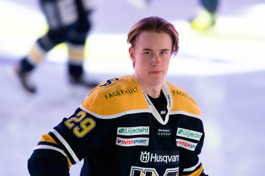 s Jacob Grönhagen innan ishockeymatchen i SHL mellan HV71