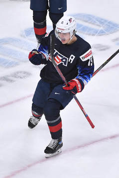 Alex Turcotte of USA celebrates the 1-0 goal