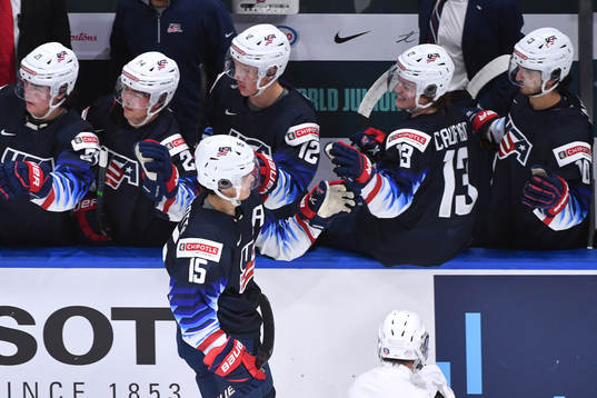 Alex Turcotte of USA celebrates the 1-0 goal