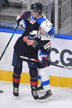 Benjamin Korhonen of Finland gets tied up with Matthew