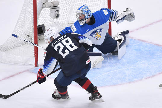 Kari Piiroinen of Finland makes a save