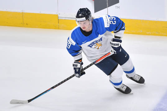 Kasper Simontaival of Finland participates in warm up
