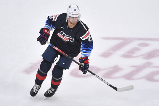 Matthew Beniers of USA participates in warm up