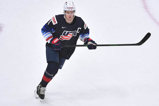 Trevor Zegras of USA skates